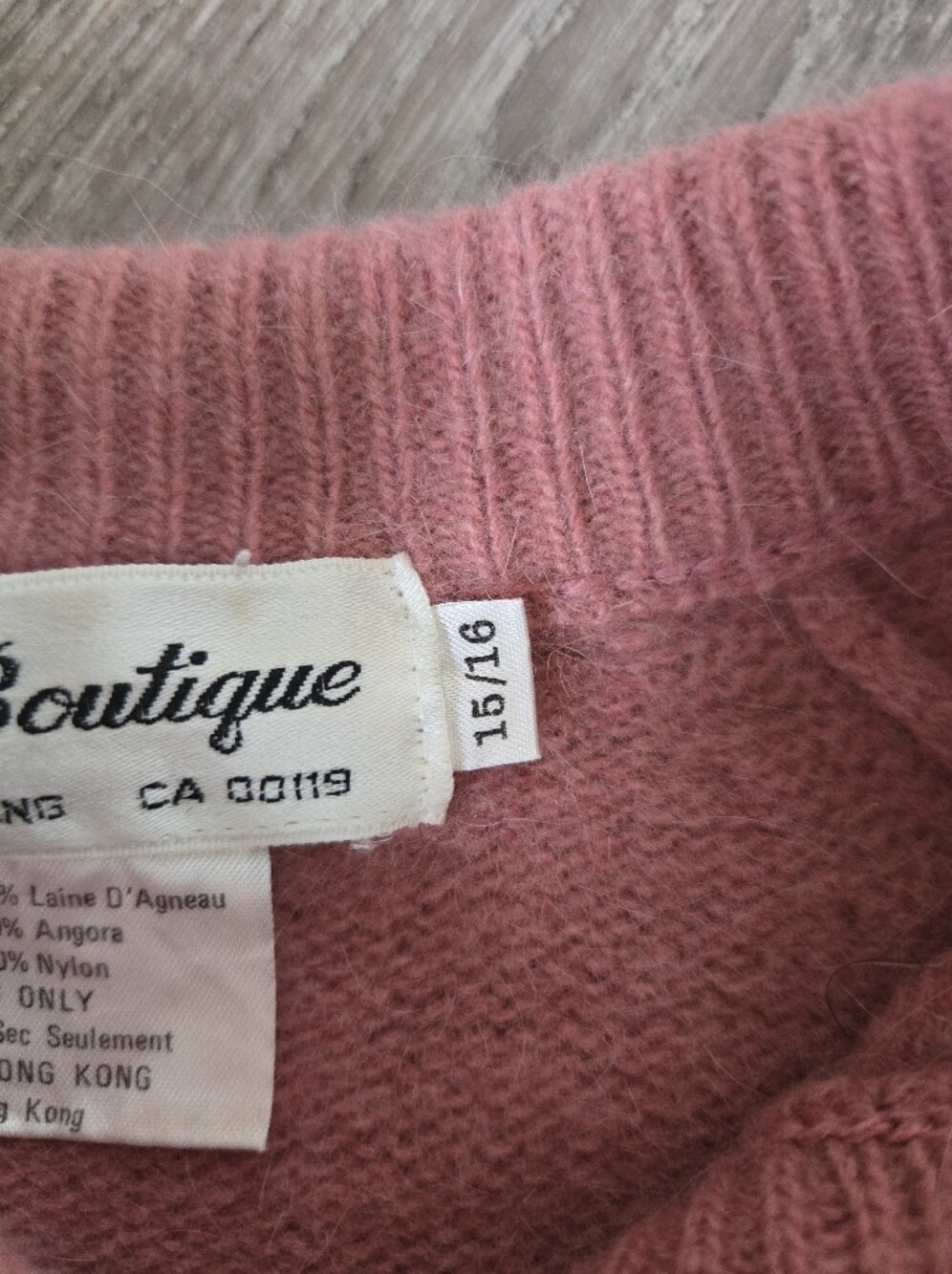 Vintage Margo Boutique Angora Lambswool Knit Dress Pink Henley Midi Size 15/16 - Picture 7 of 10